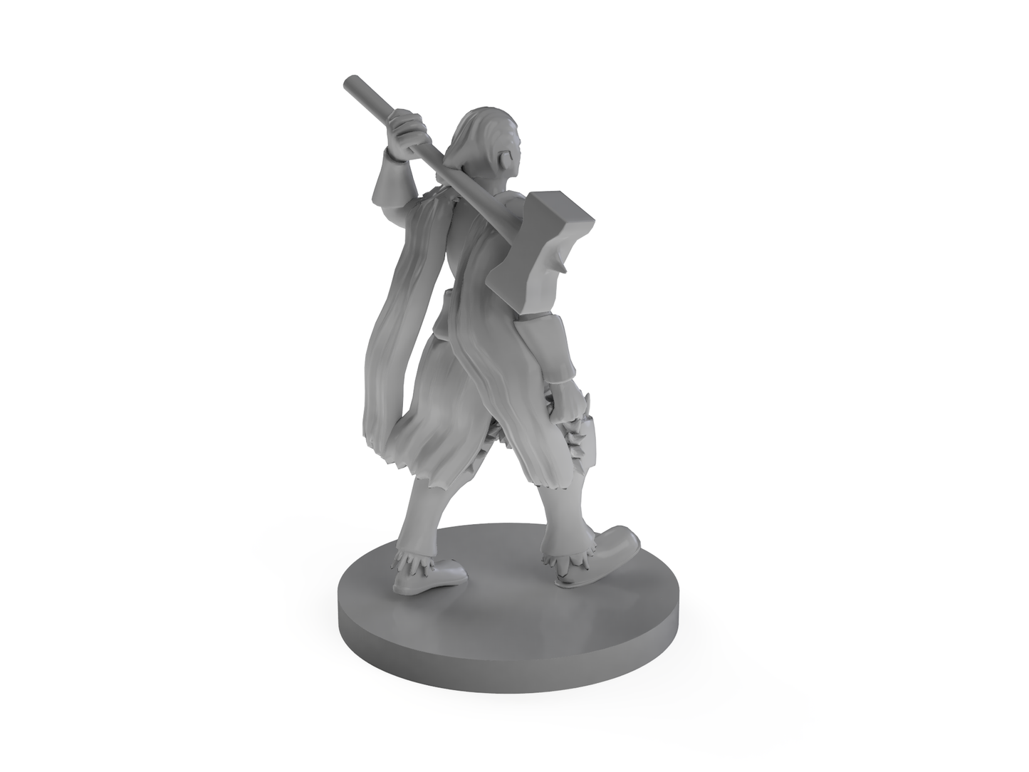 Female Human Bardbarian With Hammer Tabletop DND Gaming Miniature