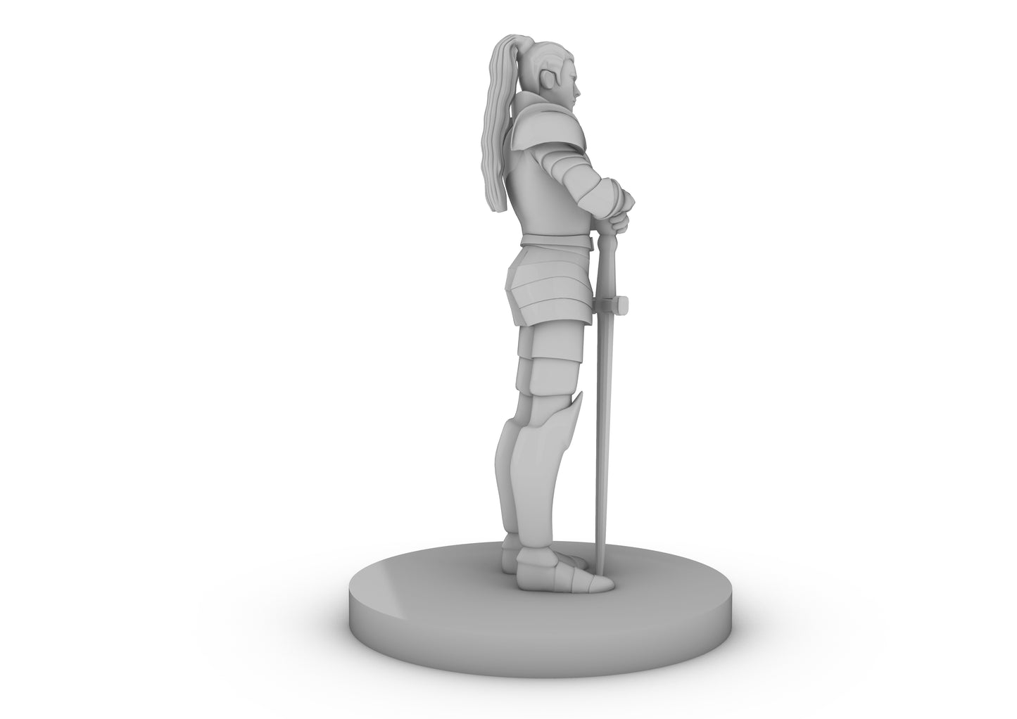 Female Human Knight Leaning On a Sword Tabletop DND Gaming Miniature