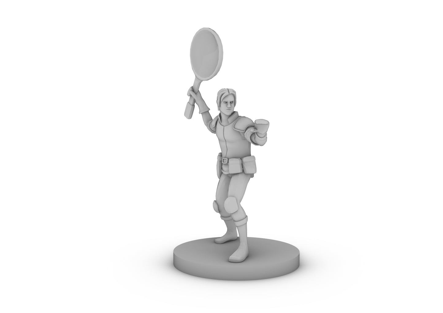 Frying pan Fighter Dude Tabletop DND Gaming Miniature