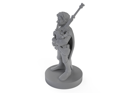 Gnome Male Bard With Bagpipes Tabletop DND Gaming Miniature