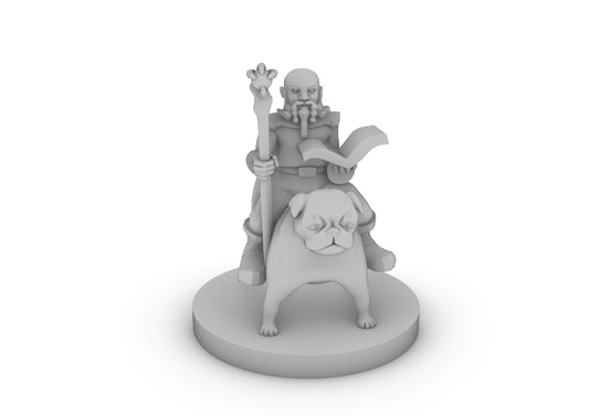 Gnome Wizard on a Doggy Tabletop DND Gaming Miniature