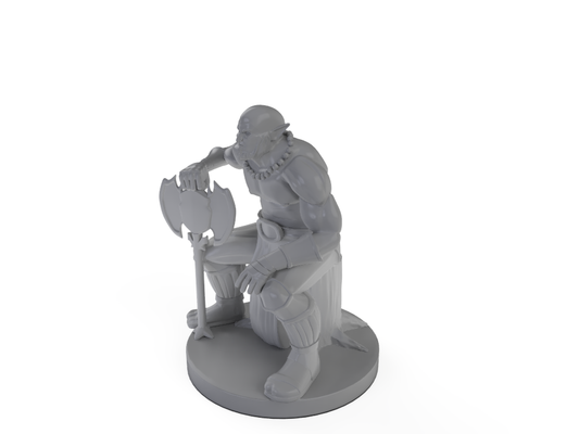 Goliath Barbarian Chieftan Sitting 2 Tabletop DND Gaming Miniature