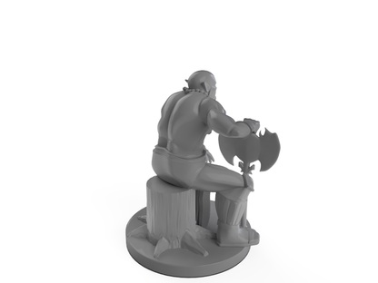 Goliath Barbarian Chieftan Sitting 2 Tabletop DND Gaming Miniature