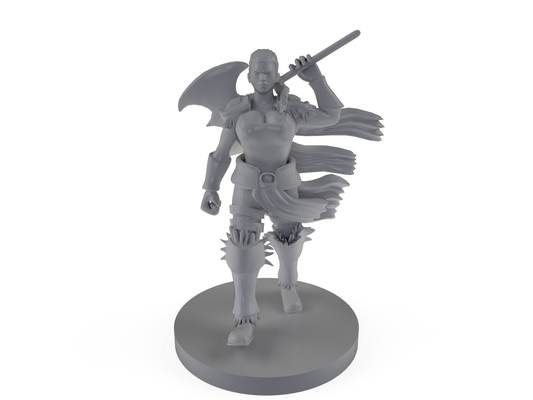 Human Female Barbarian With Waraxe Tabletop DND Gaming Miniature