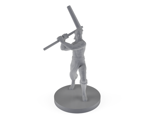 Half Elf Male Barbarian with Mochi Pounder Tabletop DND Gaming Miniature