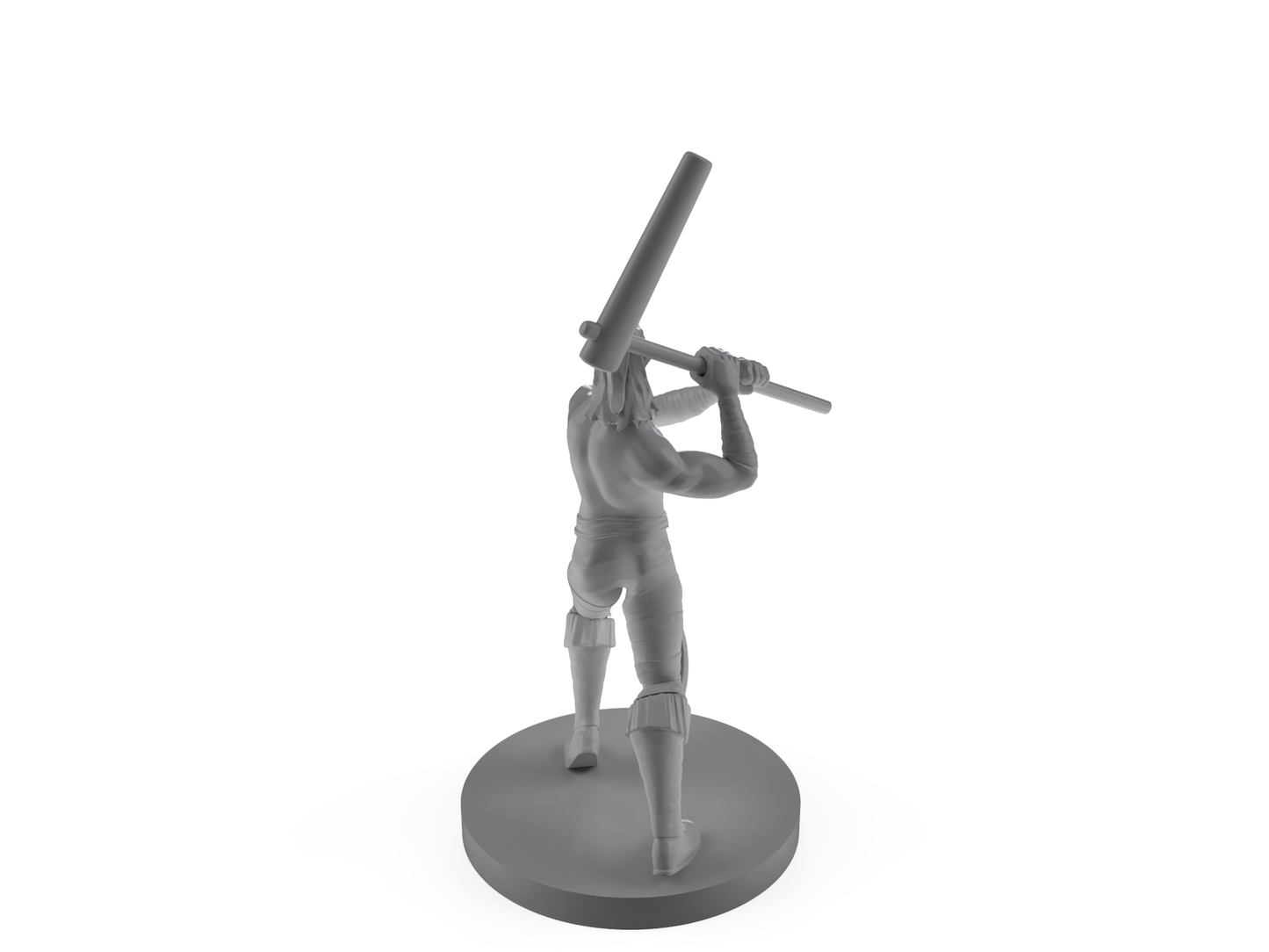 Half Elf Male Barbarian with Mochi Pounder Tabletop DND Gaming Miniature