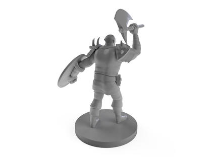 Half Orc Barbarian Axe and Shield Tabletop DND Gaming Miniature