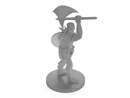 Half Orc Barbarian Axe and Shield Tabletop DND Gaming Miniature