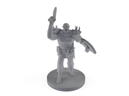 Half Orc Barbarian Axe and Tower Shield Tabletop DND Gaming Miniature