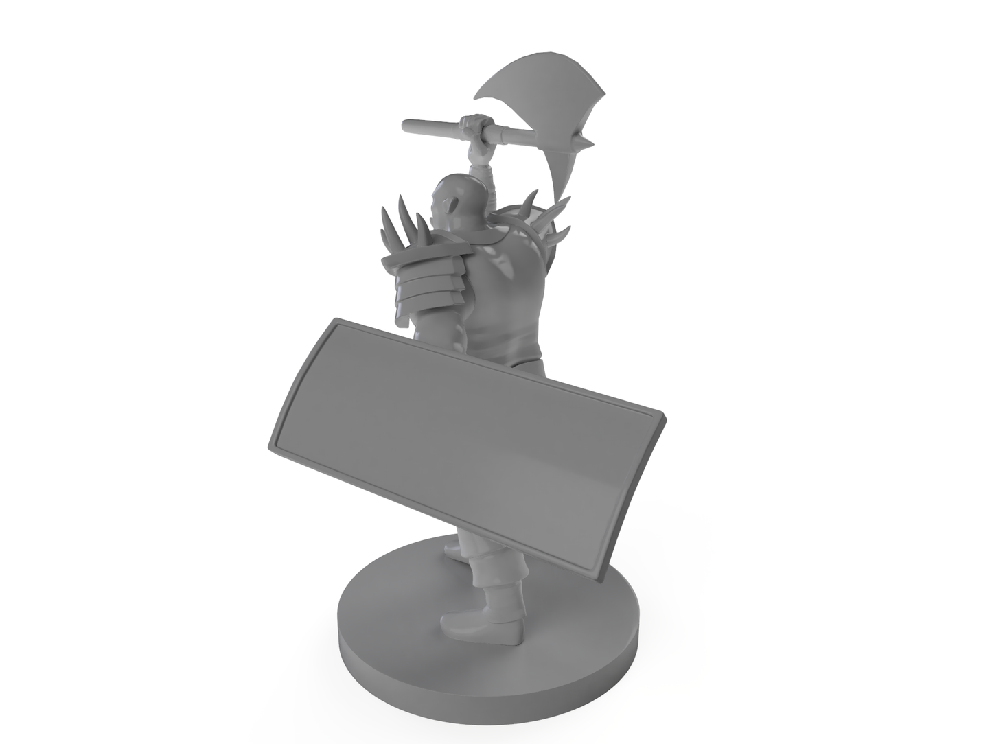 Half Orc Barbarian Axe and Tower Shield Tabletop DND Gaming Miniature