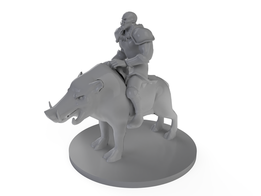 Half Orc Barbarian Riding Boar Tabletop DND Gaming Miniature