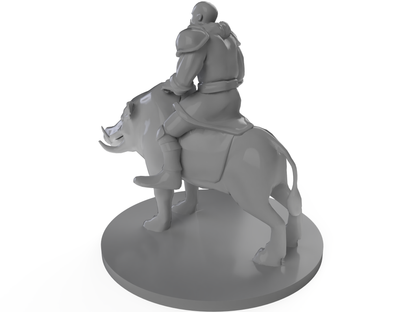 Half Orc Barbarian Riding Boar Tabletop DND Gaming Miniature