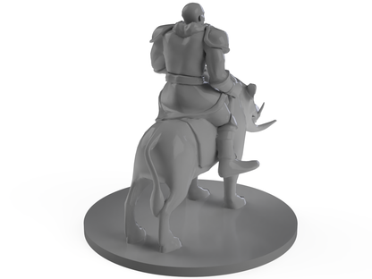 Half Orc Barbarian Riding Boar Tabletop DND Gaming Miniature