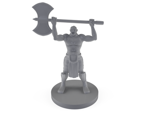 Half Orc Barbarian With Ponytail Raging Tabletop DND Gaming Miniature