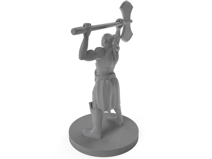 Half Orc Barbarian With Ponytail Raging Tabletop DND Gaming Miniature