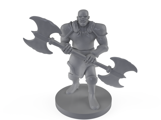 Half Orc Male Barbarian Double Axe Tabletop DND Gaming Miniature