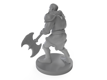 Half Orc Male Barbarian Double Axe Tabletop DND Gaming Miniature