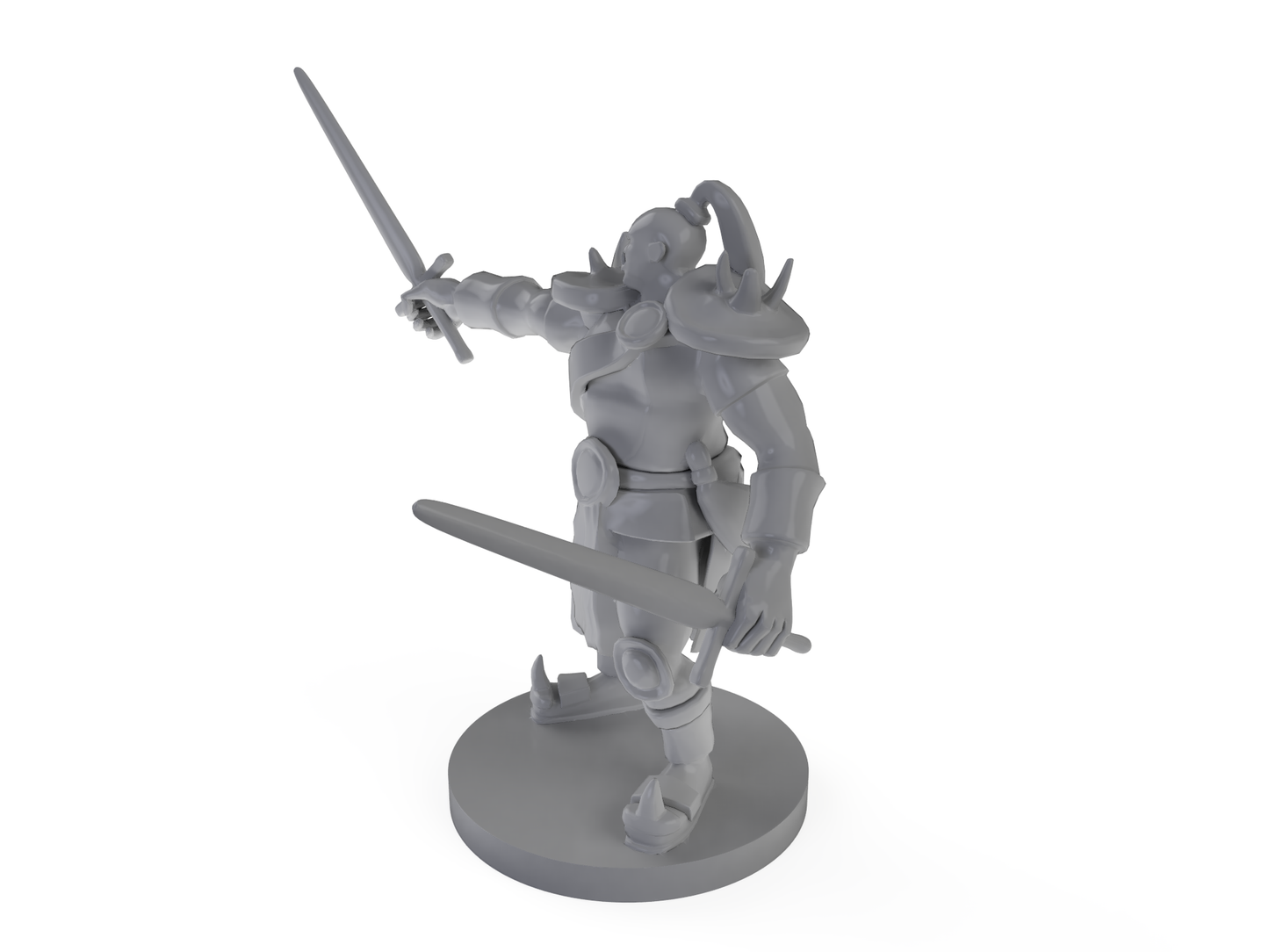 Half Orc Male Barbarian Two Swords Tabletop DND Gaming Miniature