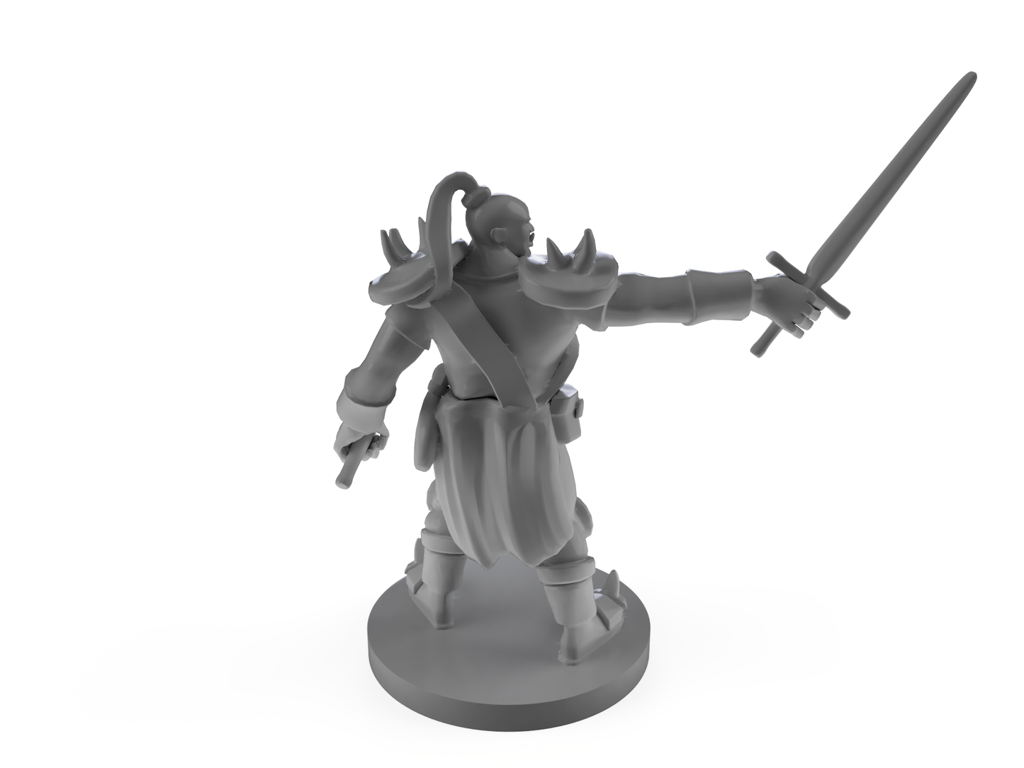 Half Orc Male Barbarian Two Swords Tabletop DND Gaming Miniature