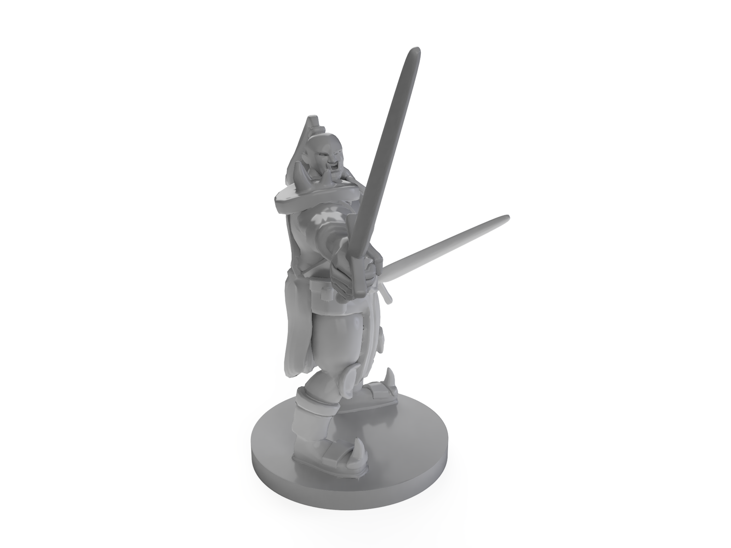 Half Orc Male Barbarian Two Swords Tabletop DND Gaming Miniature