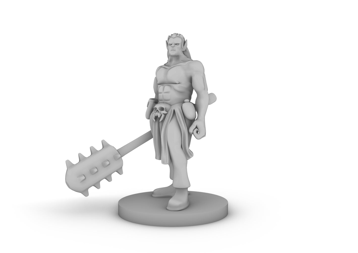 Half ORc Male Monk With Kanabo Tabletop DND Gaming Miniature