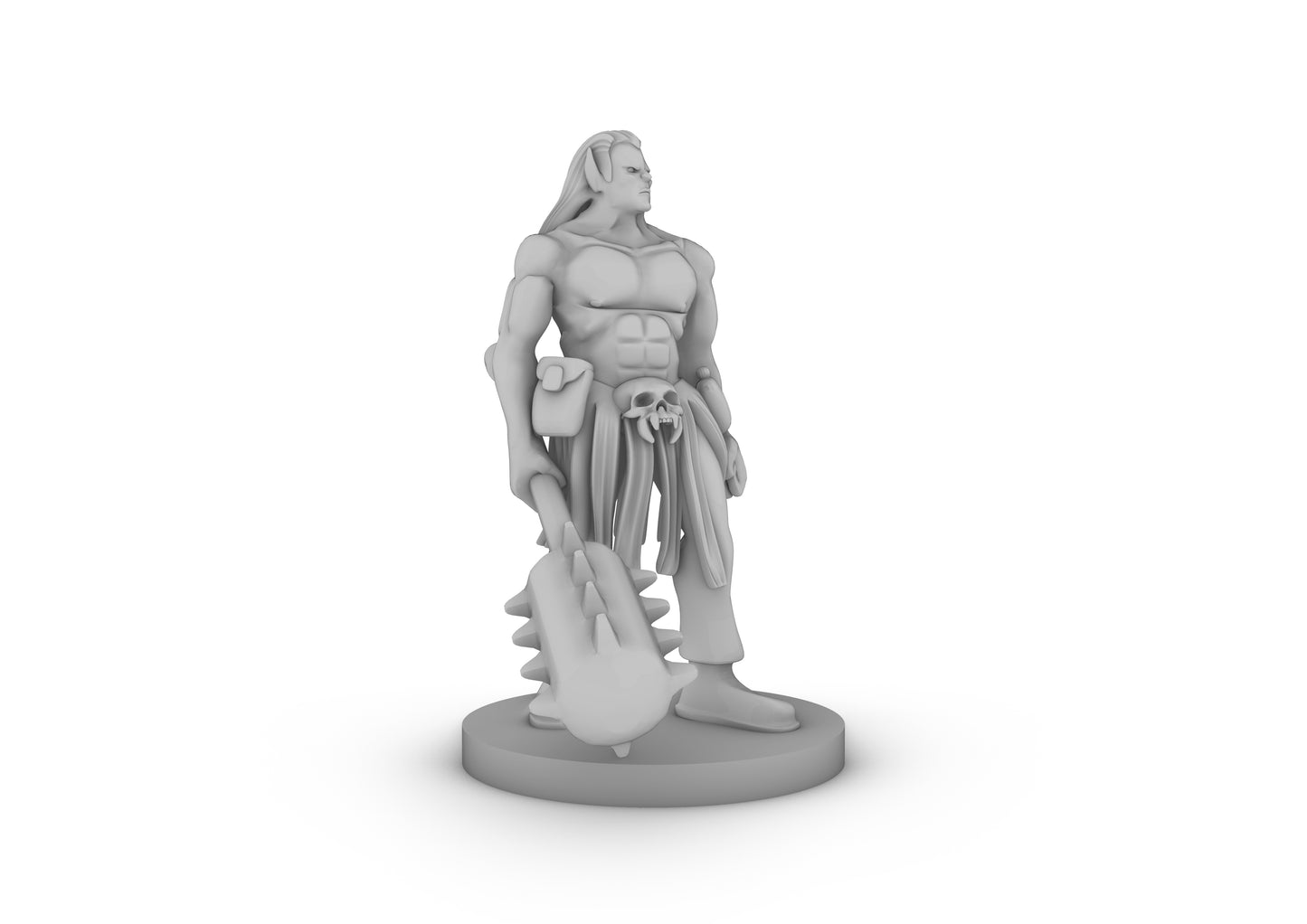 Half ORc Male Monk With Kanabo Tabletop DND Gaming Miniature