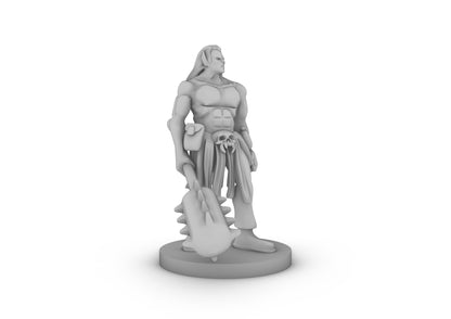 Half ORc Male Monk With Kanabo Tabletop DND Gaming Miniature