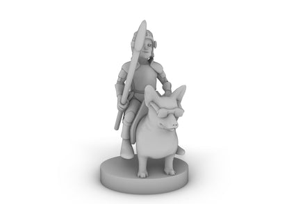 Halfling Cavalier With Corgi And Sunglasses Tabletop DND Gaming Miniature