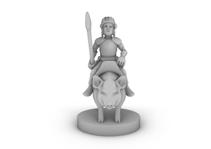 Halfling Cavalier With PIggy Tabletop DND Gaming Miniature