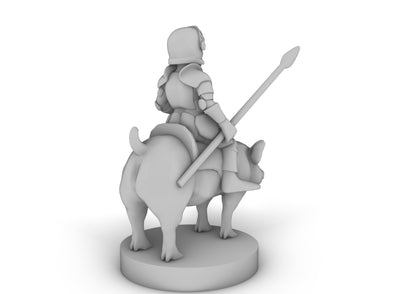 Halfling Cavalier With PIggy Tabletop DND Gaming Miniature