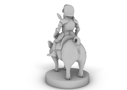 Halfling Cavalier With PIggy Tabletop DND Gaming Miniature