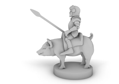 Halfling Cavalier With PIggy Tabletop DND Gaming Miniature