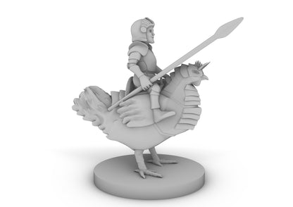 Halfling Cavalier With War Chicken Tabletop DND Gaming Miniature