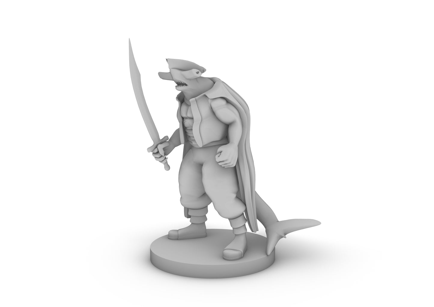 Hammerhead Pirate With Scimitar Tabletop DND Gaming Miniature