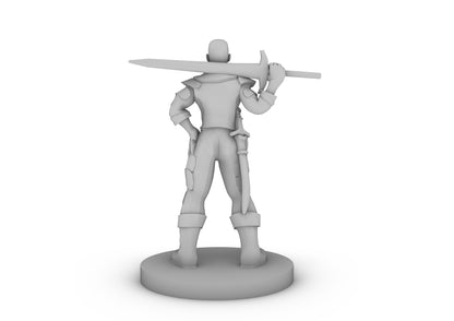 Heavy Weapon Lady Fighter Bald Tabletop DND Gaming Miniature