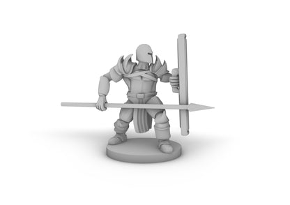 Helm Tower Shield and Spear Paladin  Tabletop DND Gaming Miniature