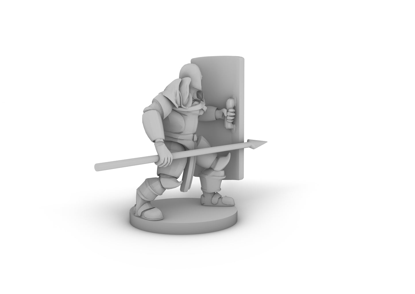 Helm Tower Shield and Spear Paladin  Tabletop DND Gaming Miniature