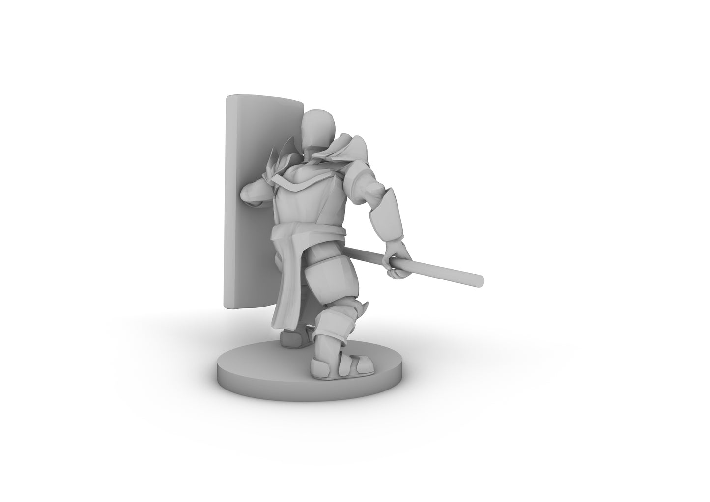 Helm Tower Shield and Spear Paladin  Tabletop DND Gaming Miniature