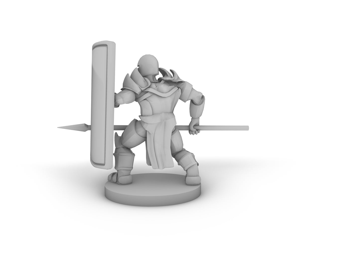 Helm Tower Shield and Spear Paladin  Tabletop DND Gaming Miniature