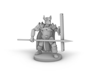 Horned Helm Tower Shield and Spear Paladin Tabletop DND Gaming Miniature