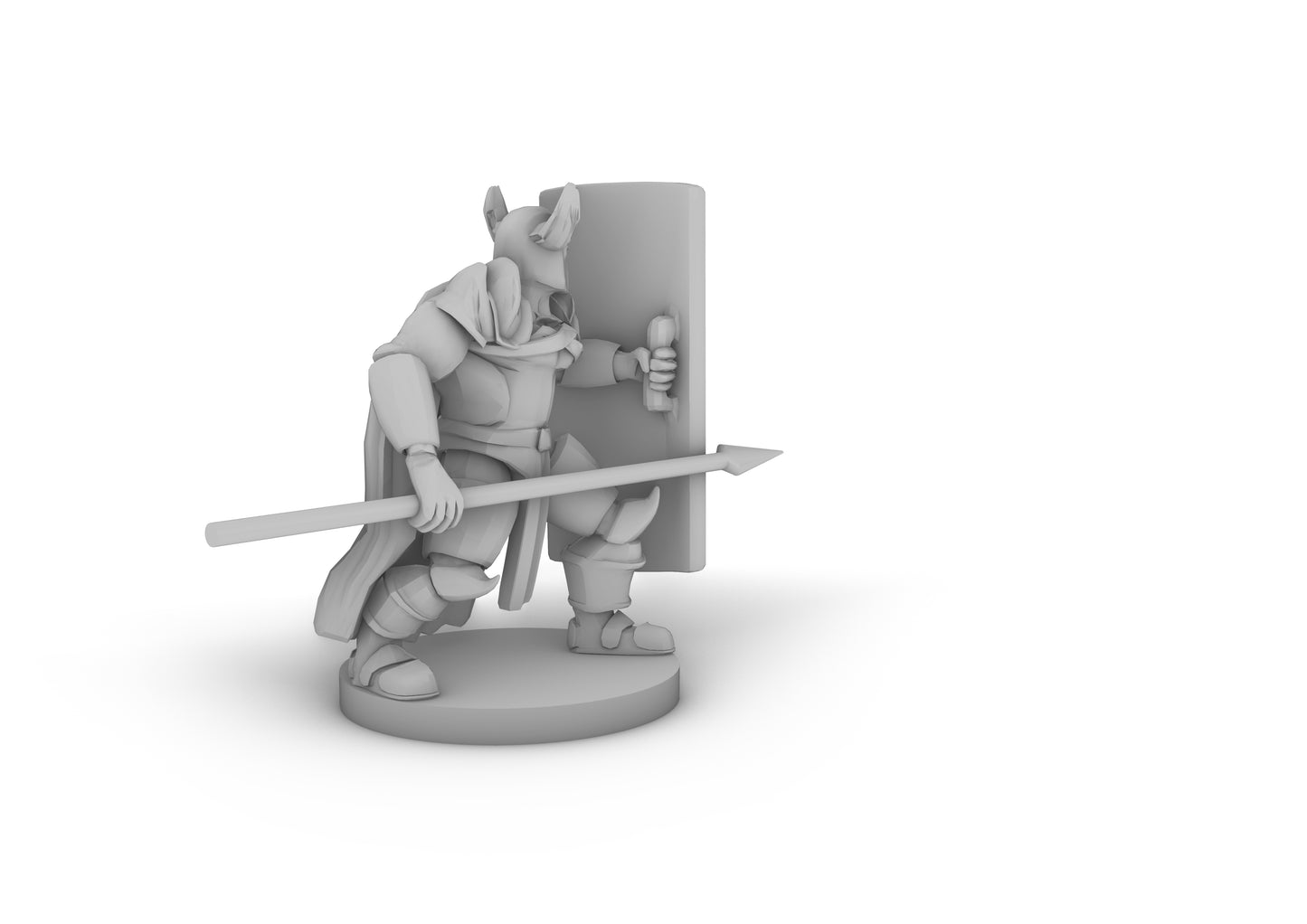 Horned Helm Tower Shield and Spear Paladin Tabletop DND Gaming Miniature