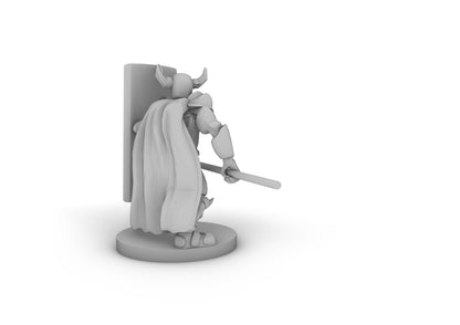 Horned Helm Tower Shield and Spear Paladin Tabletop DND Gaming Miniature