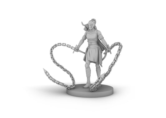 Human Female Chain Fighter Tabletop DND Gaming Miniature