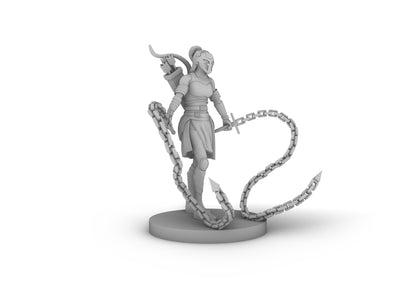 Human Female Chain Fighter Tabletop DND Gaming Miniature