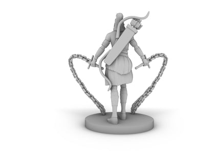 Human Female Chain Fighter Tabletop DND Gaming Miniature