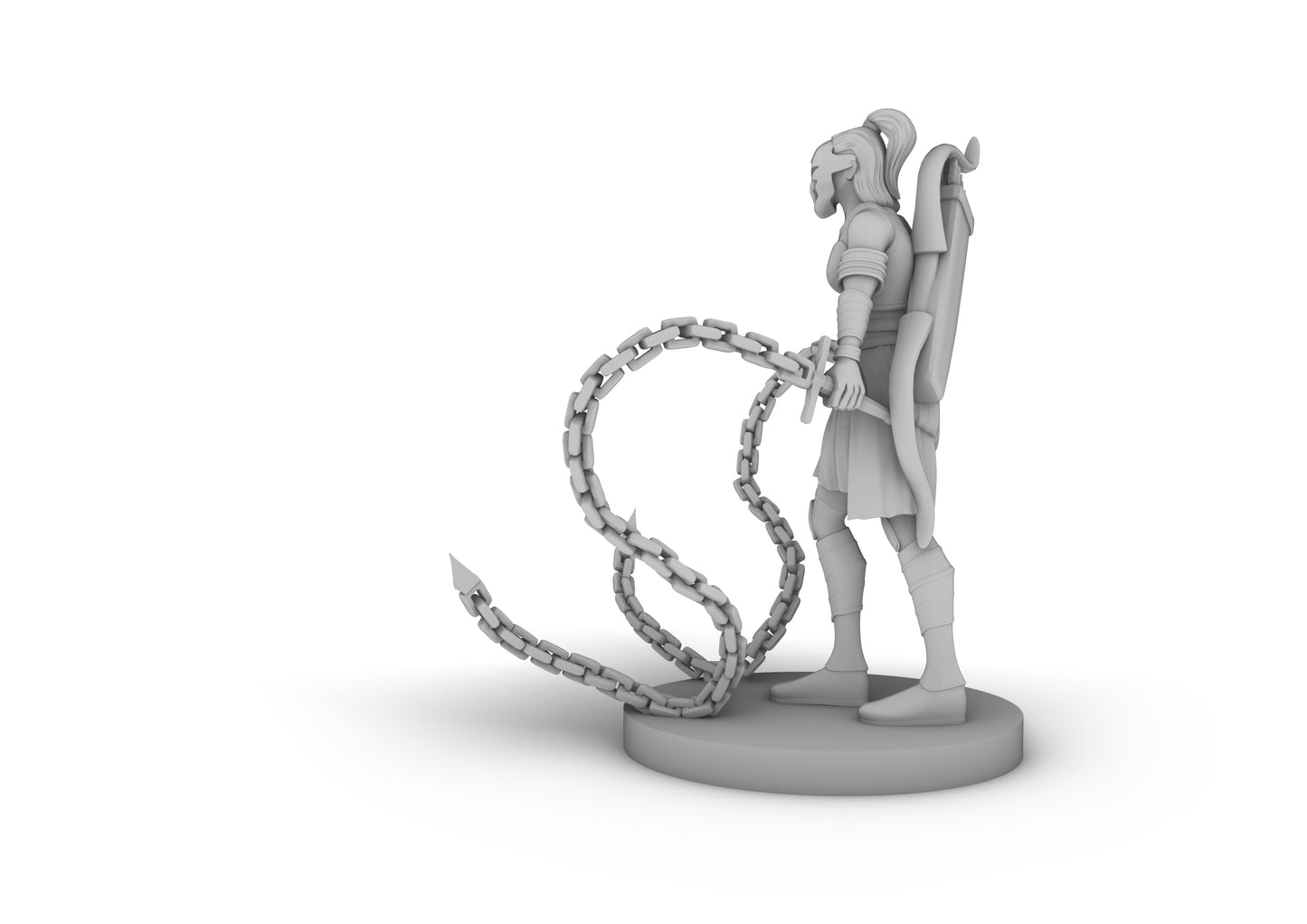 Human Female Chain Fighter Tabletop DND Gaming Miniature