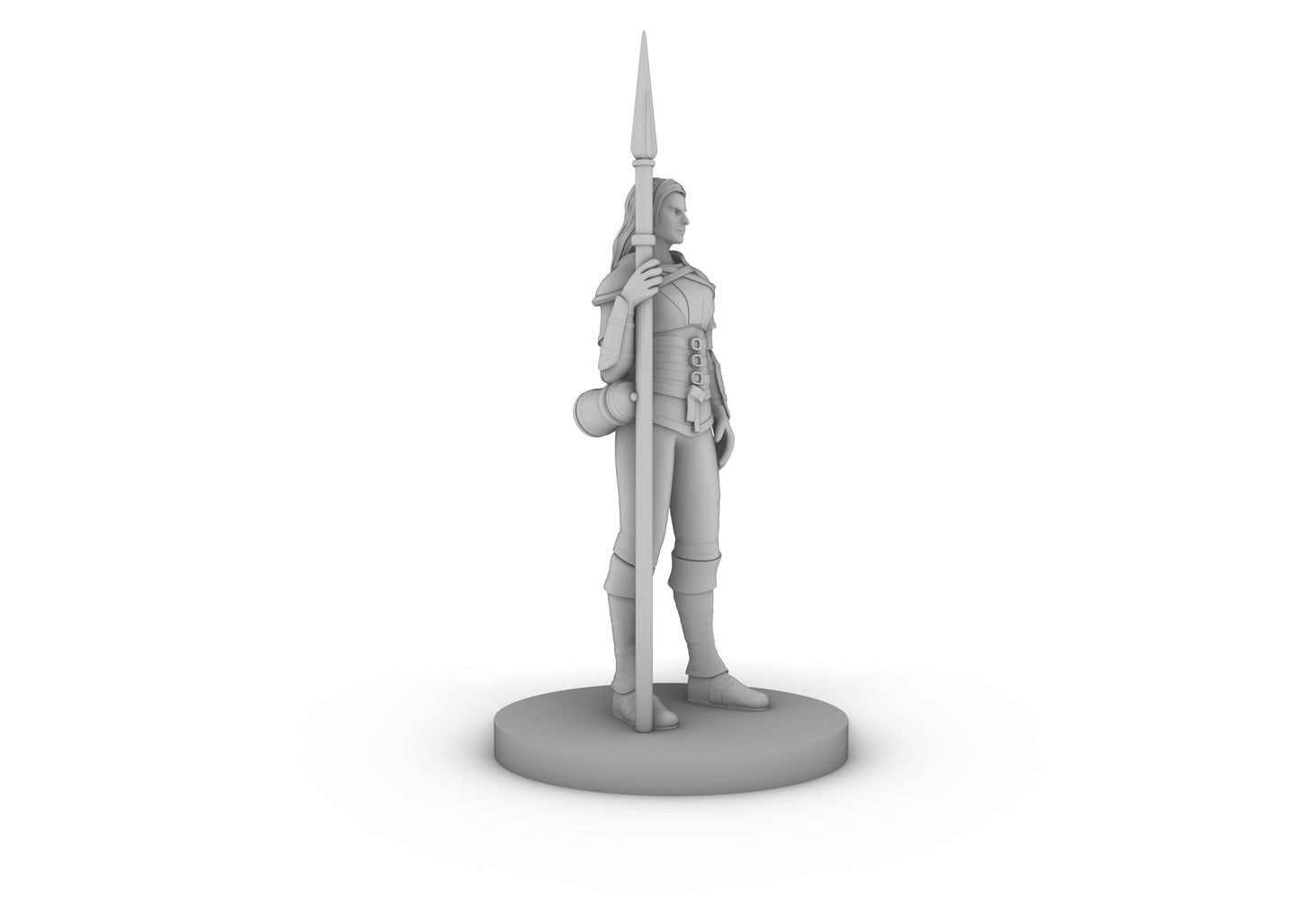 Human Female Fighter With Spear Relaxed Tabletop DND Gaming Miniature