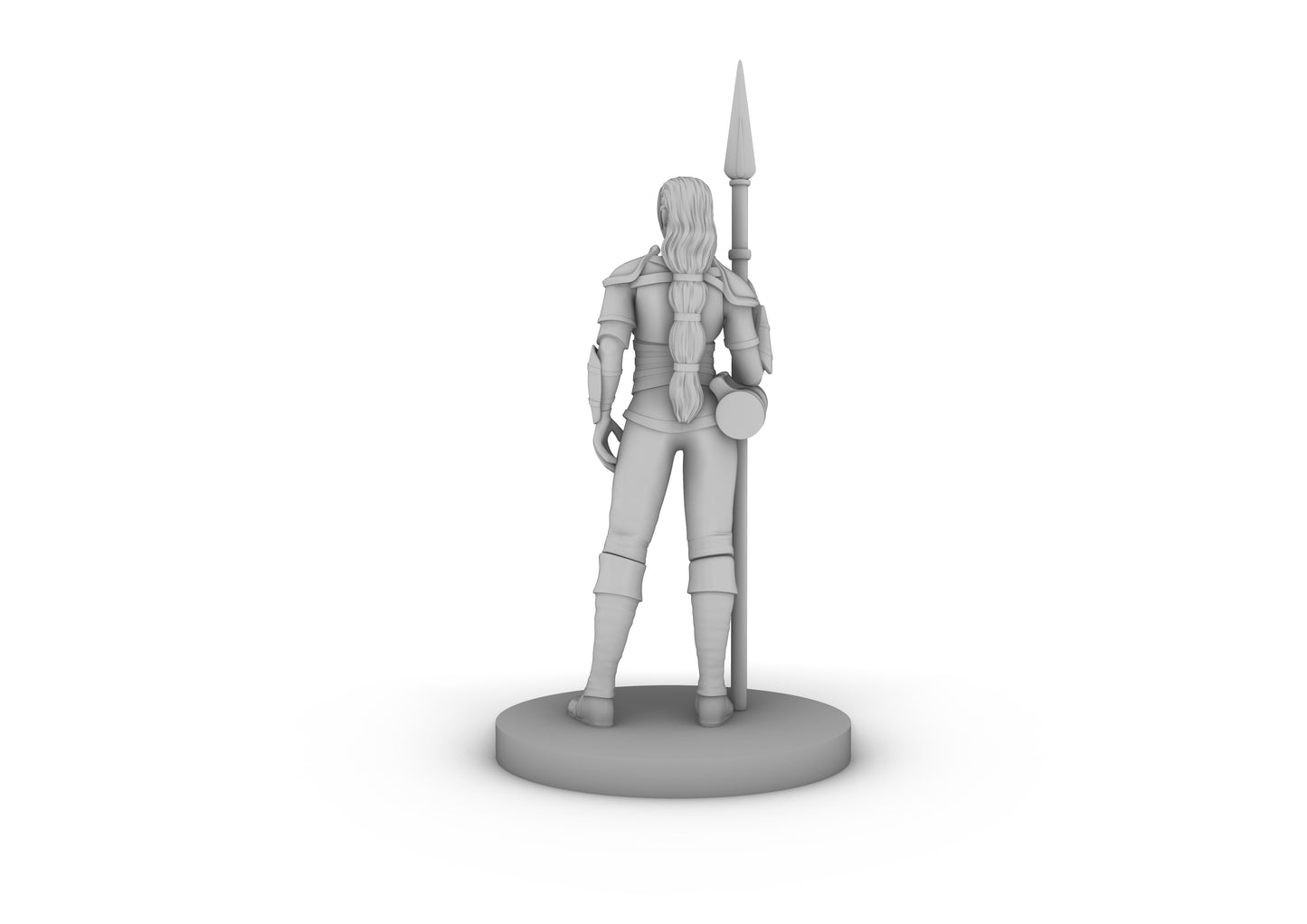 Human Female Fighter With Spear Relaxed Tabletop DND Gaming Miniature