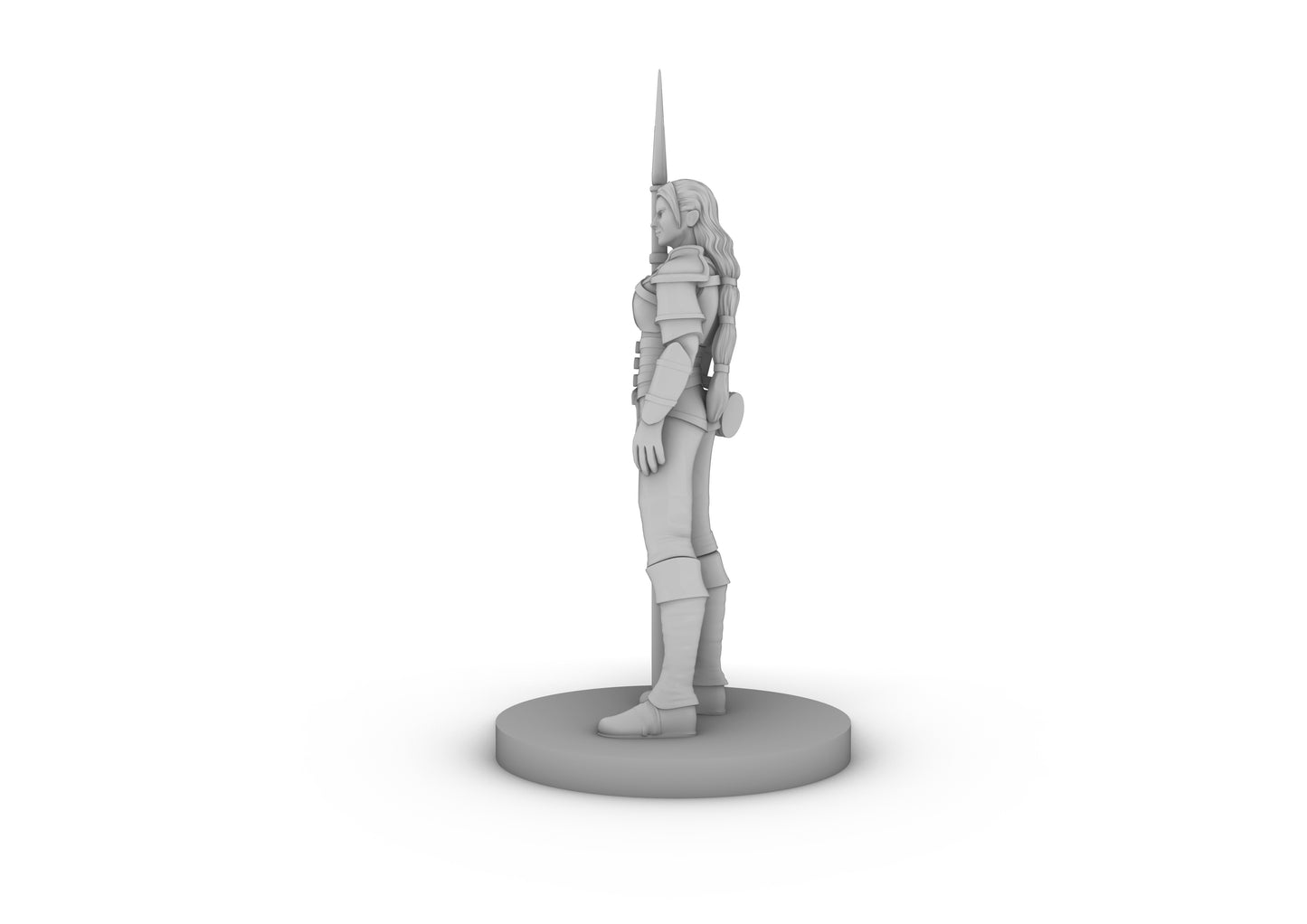 Human Female Fighter With Spear Relaxed Tabletop DND Gaming Miniature