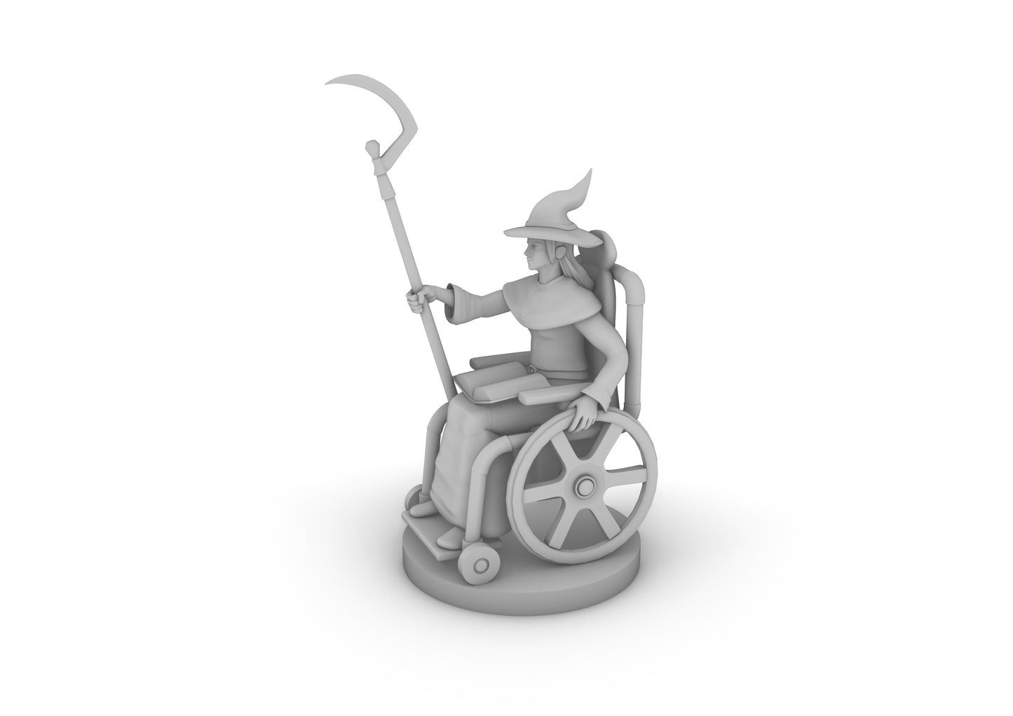 Human Female Wizard In a Wheel Chair Tabletop DND Gaming Miniature